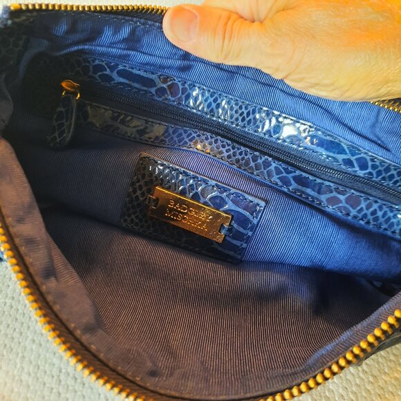 Amazing Condition Badgley Mischka Blue Snakeskin Crossbody Bag - Picture 6 of 11